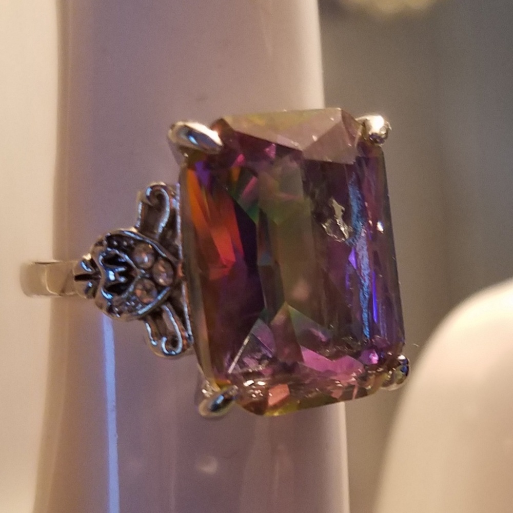 Mystic topaz ring silver  sz. 6 - Picture 5 of 8